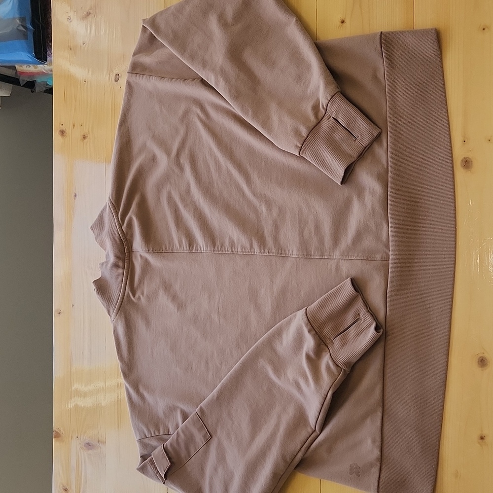 All In Motion French Terry Butter Wash Sweatshirt Mock Neck Taupe XXL - Picture 15 of 16